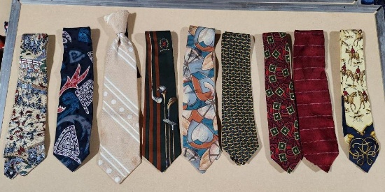 Lot of 9 Assorted Design Neck Ties - Christian Dior Included