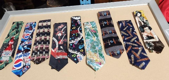 Lot of 9 Assorted Design Neck Ties - Cola Collection Included