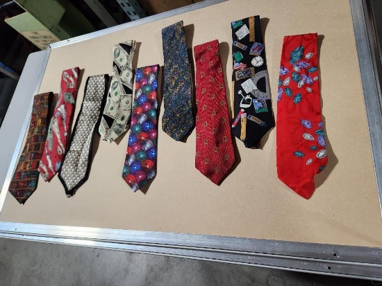 Lot of 9 Assorted Design Neck Ties