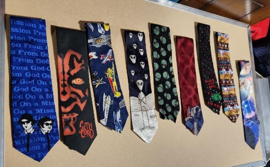 Lot of 9 Assorted Design Neck Ties