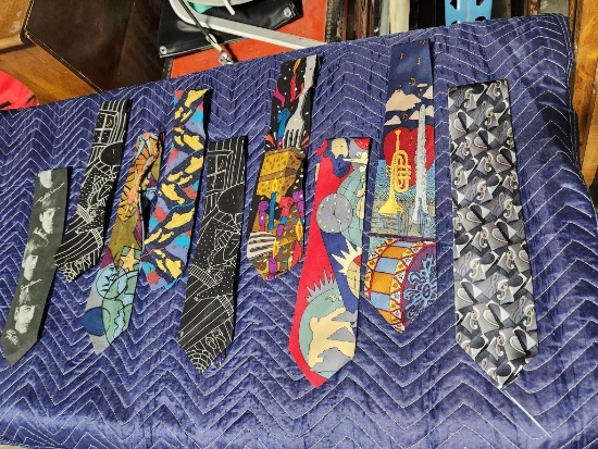 Lot of 9 Assorted Design Neck Ties