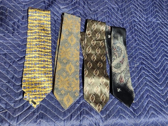 Lot of 4 Assorted Design Neck Ties - Giorgio Armani Included