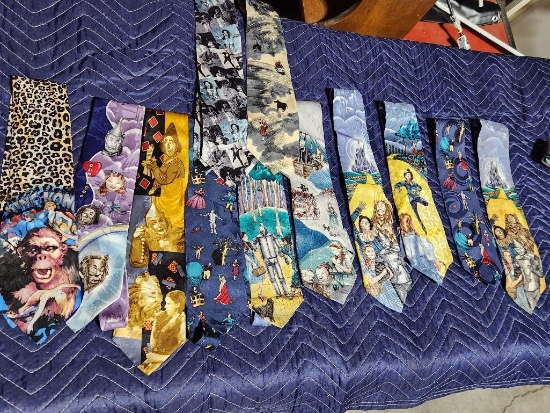 Lot of 12 Assorted Illustration Neck Ties - Wizard of Oz Collection Included