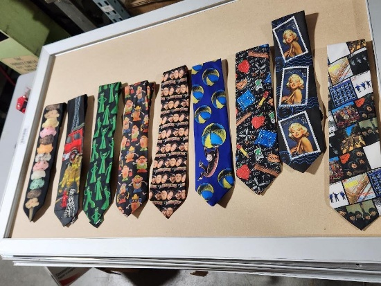Lot of 9 Assorted Design Neck Ties
