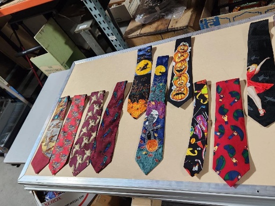 Lot of 10 Assorted Design Neck Ties - Halloween, Duck Unlimited Theme Included