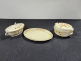 Lot of 3 Vintage Mary Dunbar Hall Jewel Autumn Leaf Serving Set