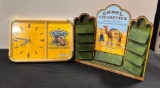 Lot of 2 Vintage Camel Clock & Metal Display Case