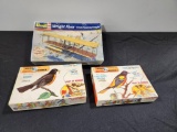 Lot of 3 Plastic Models; Factory Sealed Revell Wright Flyer & (2) Paint by Number Birds