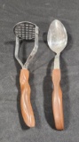 Lot of 2 Vintage Cutco 12 & 14 Serving Spoon & Potato Masher