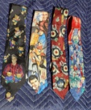 Lot of 4 Elvis Presley Theme Neck Ties