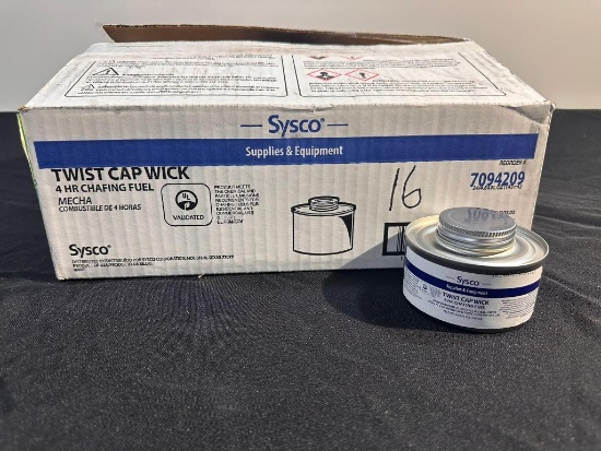 16 Unused Cans of Sysco Twist Cap Wick 4hr Chafing Fuel for Catering