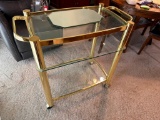 Heavy Brass and Glass Bar Cart