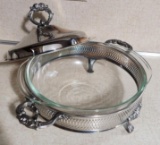 Fancy Covered Dish w/ Silverplated Holder