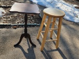 Wood Plant Stand, Stool