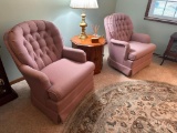Pair of Overstuffed Swivel Chairs