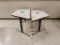 Lot of 2 T-Leg White Top Trapezoid Tables 57