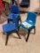 Lot of 4 Plastic Student Chairs, Blue Seat w/ Black Legs