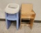Lot of 2 High Chairs - Wood & Plastic