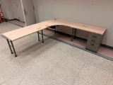 2 Piece L-Shape Desk w/ 3-Drawer File Cabinet 90