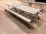 Folding Cafeteria Lunch Table on Wheels 60