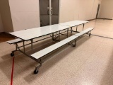 Folding Cafeteria Lunch Table on Wheels 71 1/2