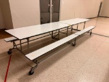 Folding Cafeteria Lunch Table on Wheels 71 1/2