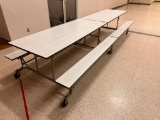 Folding Cafeteria Lunch Table on Wheels 71 1/2