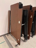 Brown Folding Cafeteria Lunch Table on Wheels 72