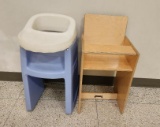 Lot of 2 High Chairs - Wood & Plastic