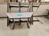 Lot of 4 T-Leg Gray Top Trapezoid Tables 57