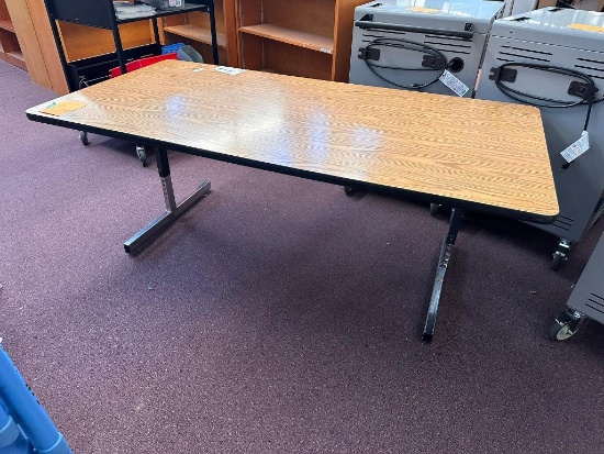 High-Quality Adjustable Height Task Table / Work Table, Woodgrain Laminate, 72in x 36in