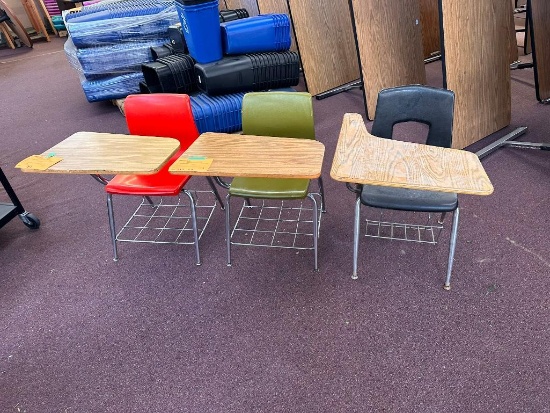 (3) Three Single Student Desks w/ Under-Chair Storage & Desk Top