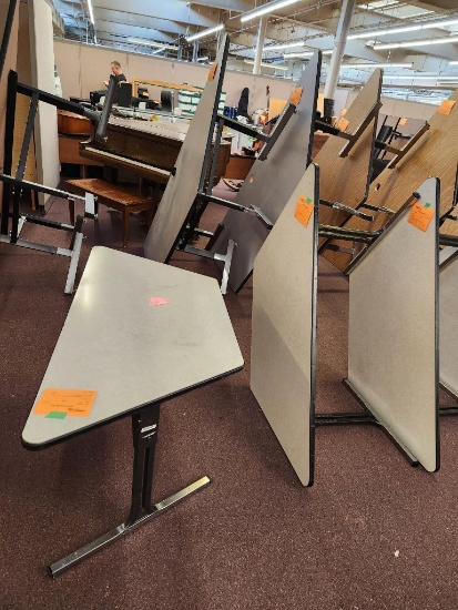 Three Laminate Top Adjustable Trapezoid Table 57in x 28in