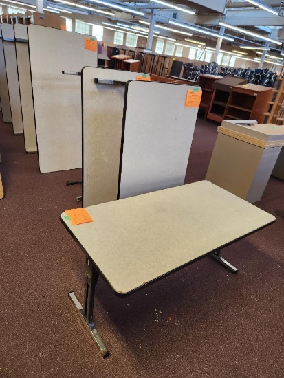 Three Laminate Top Adjustable Tables, 48in x 24in