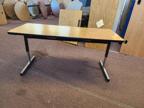 Three Laminate Wood Grain Top Task Table w/ Cord Hole 60in x 24in