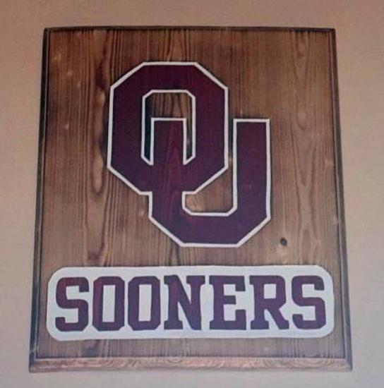 Wood Engraved or CNC Cut Oklahoma Sooners Sign Art, Antiques