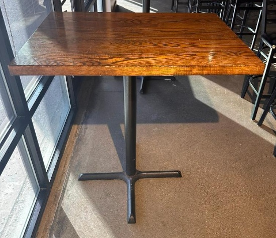 Solid Wood Top Restaurant High-Top Table, Double Pedestal, 40in x 30in ...