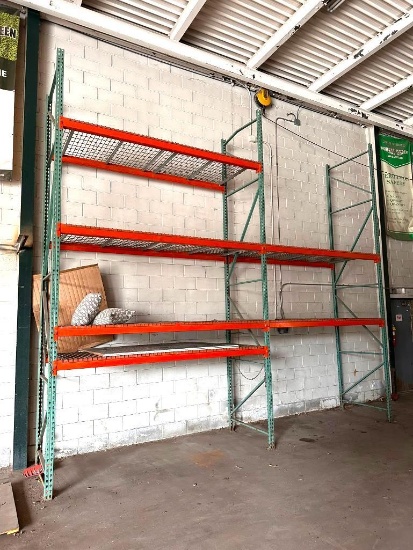 2 Sections Pallet Racking, 16ft Uprights, 9ft Beams, 42in Deep, Wire Decking