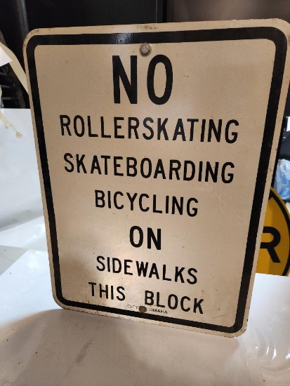 No Rollerskating Skateboarding Bicycling On Sidewalk This Block Sign