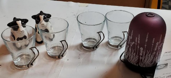Milk Cow Salt Pepper Shakers, Bormioli Rocco Oslo Espresso Cups & Aroma Diffuser