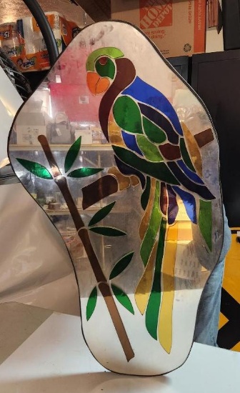 Parrot Stained Glass Mirror Art 2-1/2 ft Tall 18 in Wide