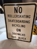 No Rollerskating Skateboarding Bicycling On Sidewalk This Block Sign