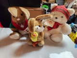 Lot of 3 Vintage Toy Stuffed Animals - Rabbit, Bear