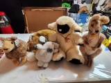 Group of Plush Toy Stuffed Animals - Sheep, Kangaroo