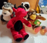 Group of Vintage Toy Stuffed Animals - Red Bull, Wallace Barrie