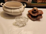 Crystal Footed Sugar Bowl, Porcelain Soup Tureen & More