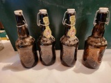 Lot of 4 Vintage Grolsch Lager Beer Bottles