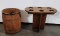 Vintage Nail Keg and Unique Table w/ 6 Holes to Hold Possible Bottles or Cans