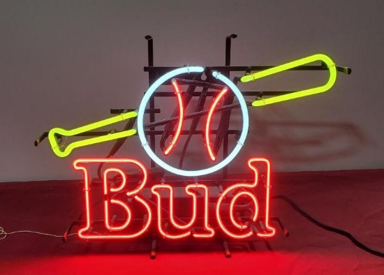 Budweiser Bud Baseball Neon Beer Sign