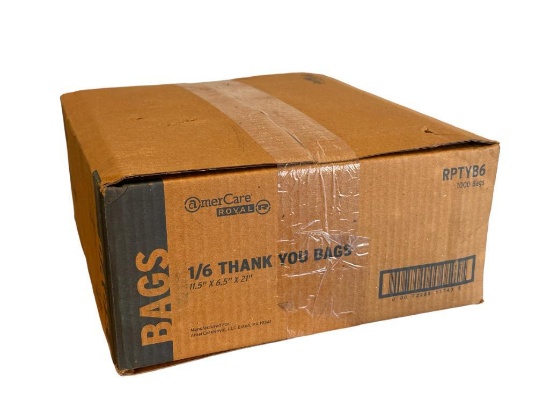 Sealed Case, 1,000 Count, AmerCare 1/6 Thank You Bags, 11-1/2in x 6-1/2in x 21in No. RPTYB6